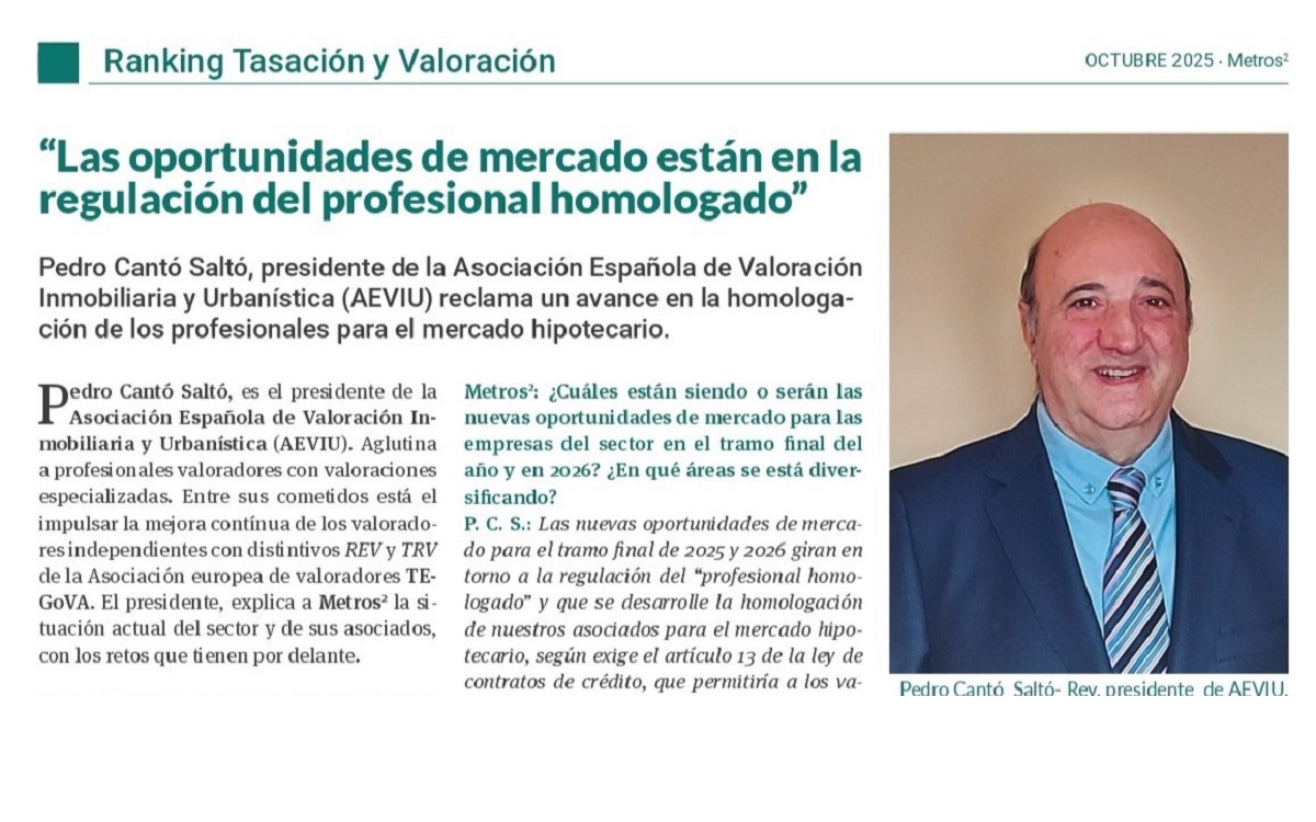 ARTICULO DE LA AEVIU EN LA REVISTA METROS2 (OCTUBRE-2025)